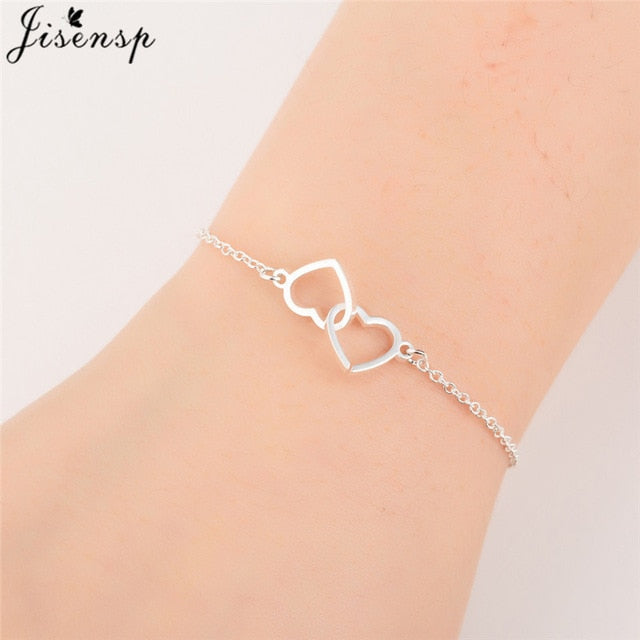 Jisensp Stainless Steel Mickey Bracelets for Women Everyday Jewelry World Map Charm Bracelet Heart Bracelet Femme Wedding Gift