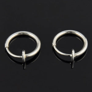 Hot Sale 2pcs Invisible No Ear Hole Earrings Clip Nose Ring Belly Button Ring For Unisex Punk Wind Accessories