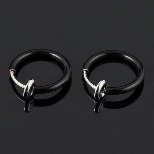 Hot Sale 2pcs Invisible No Ear Hole Earrings Clip Nose Ring Belly Button Ring For Unisex Punk Wind Accessories