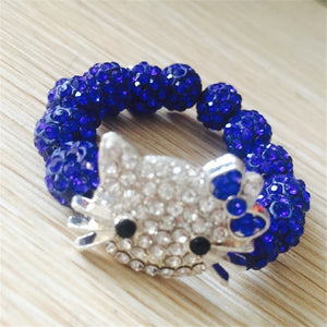 Kids Kitty Cat head Crystal Bracelets For Children Cute Shamballa Bracelet Bangles Strand Bracelets For Girls Jewelry Gift