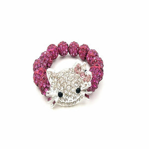 Kids Kitty Cat head Crystal Bracelets For Children Cute Shamballa Bracelet Bangles Strand Bracelets For Girls Jewelry Gift