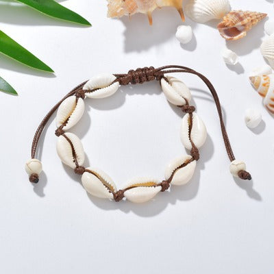 bohemia Handmade adjustable rope chain Natural shell Bracelet Shells foot Bracelets Beaded bracelets cheville for women beach