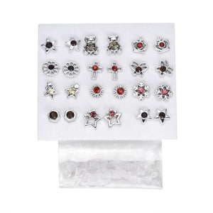 12-36 Pair/Set Fashion Women Lady Round Star Rhinestone Crystal Flower Ear Stud Earring Jewelry