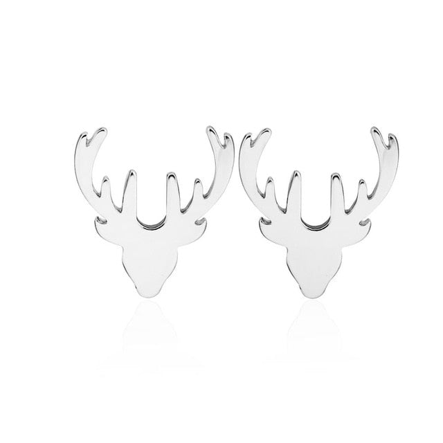 Yiustar Cute Animal Earrings Tiny Deer Stud Earrings Charms Stainless Steel Women Ear Studs Jewelry Christmas New Year Kids Gift