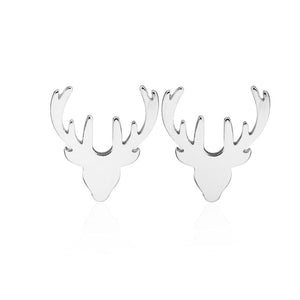 Yiustar Cute Animal Earrings Tiny Deer Stud Earrings Charms Stainless Steel Women Ear Studs Jewelry Christmas New Year Kids Gift