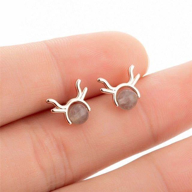 Yiustar Cute Animal Earrings Tiny Deer Stud Earrings Charms Stainless Steel Women Ear Studs Jewelry Christmas New Year Kids Gift