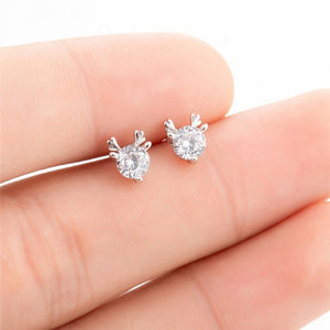 Yiustar Cute Animal Earrings Tiny Deer Stud Earrings Charms Stainless Steel Women Ear Studs Jewelry Christmas New Year Kids Gift