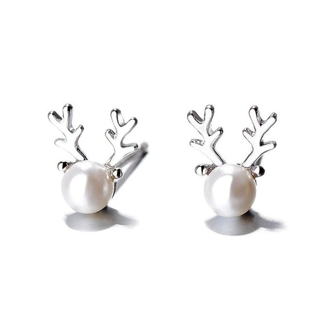 Yiustar Cute Animal Earrings Tiny Deer Stud Earrings Charms Stainless Steel Women Ear Studs Jewelry Christmas New Year Kids Gift