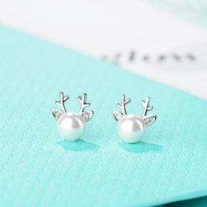 Yiustar Cute Animal Earrings Tiny Deer Stud Earrings Charms Stainless Steel Women Ear Studs Jewelry Christmas New Year Kids Gift