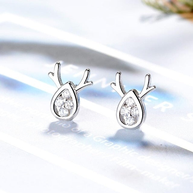 Yiustar Cute Animal Earrings Tiny Deer Stud Earrings Charms Stainless Steel Women Ear Studs Jewelry Christmas New Year Kids Gift