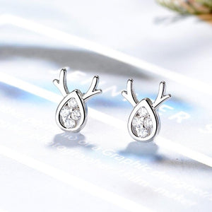 Yiustar Cute Animal Earrings Tiny Deer Stud Earrings Charms Stainless Steel Women Ear Studs Jewelry Christmas New Year Kids Gift