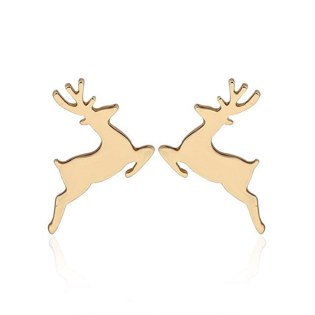 Yiustar Cute Animal Earrings Tiny Deer Stud Earrings Charms Stainless Steel Women Ear Studs Jewelry Christmas New Year Kids Gift