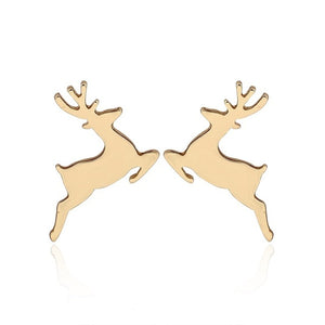 Yiustar Cute Animal Earrings Tiny Deer Stud Earrings Charms Stainless Steel Women Ear Studs Jewelry Christmas New Year Kids Gift