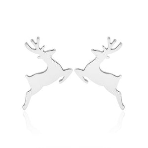 Yiustar Cute Animal Earrings Tiny Deer Stud Earrings Charms Stainless Steel Women Ear Studs Jewelry Christmas New Year Kids Gift