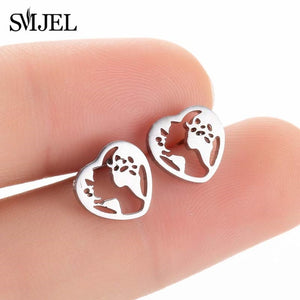 SMJEL Bohemia Mickey Earrings Women Kids Fashion Stainless Steel Leaf Pineapple Flower Stud Earings Tree Jewelry pendientes