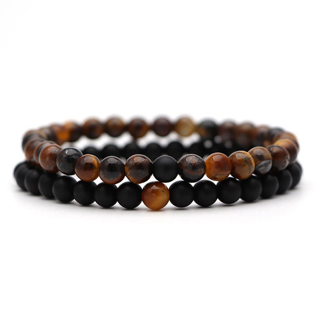 Bracelet For Women Christmas Jewellery Men's Bangles Energy Elastic Rope Couple Tiger Eye Bead Lava Natural Stone 6mm Rosary