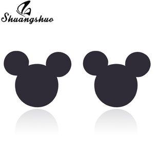 Shuangshuo Stainless Steel Mickey Earrings Mouse Stud Earrings Women Girls Kids Earing Mini Cartoon Animal Ear Studs pendientes