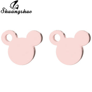 Shuangshuo Stainless Steel Mickey Earrings Mouse Stud Earrings Women Girls Kids Earing Mini Cartoon Animal Ear Studs pendientes