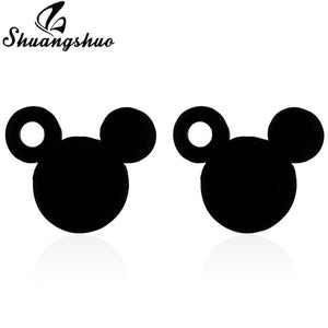 Shuangshuo Stainless Steel Mickey Earrings Mouse Stud Earrings Women Girls Kids Earing Mini Cartoon Animal Ear Studs pendientes