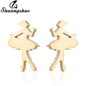 Shuangshuo Stainless Steel Mickey Earrings Mouse Stud Earrings Women Girls Kids Earing Mini Cartoon Animal Ear Studs pendientes