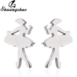 Shuangshuo Stainless Steel Mickey Earrings Mouse Stud Earrings Women Girls Kids Earing Mini Cartoon Animal Ear Studs pendientes