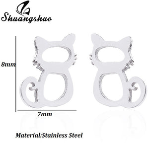 Shuangshuo Stainless Steel Mickey Earrings Mouse Stud Earrings Women Girls Kids Earing Mini Cartoon Animal Ear Studs pendientes