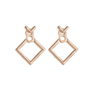 Wholesale Korean Trendy Cute Earrings Jewellery Geometric Square V Word Stud Earrings For Women Fashion Jewelry 2019 Oorbellen