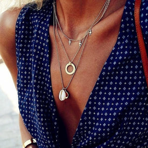 Fashion Multilayer Necklaces & Pendants Vintage Moon Choker Necklace for Women Gold Collier Femme Party Jewelry