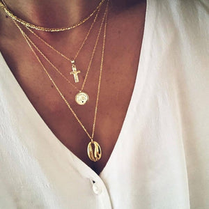 Fashion Multilayer Necklaces & Pendants Vintage Moon Choker Necklace for Women Gold Collier Femme Party Jewelry