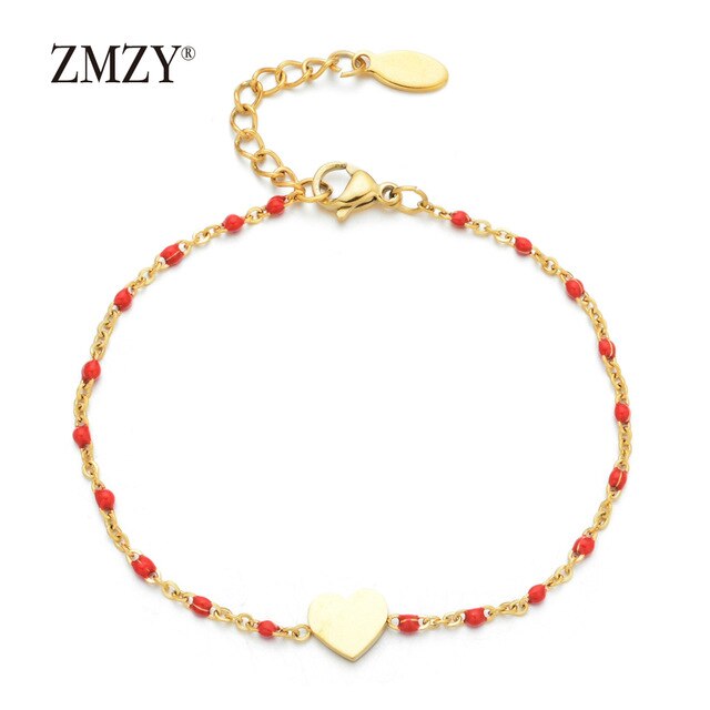 ZMZY Stainless Steel Anniversary Gift Charms Gold Heart Bracelet Matching Couples Bracelets Relationship Bijoux Gifts for Women