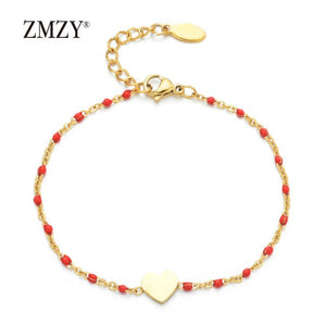 ZMZY Stainless Steel Anniversary Gift Charms Gold Heart Bracelet Matching Couples Bracelets Relationship Bijoux Gifts for Women