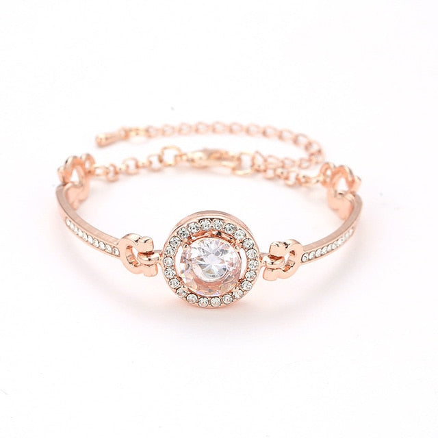 Luxury Rose Gold Stainless Steel Bracelets Bangles Female Heart Forever Love Charm Bracelet for Woman Couple Gift Bijoux Femme