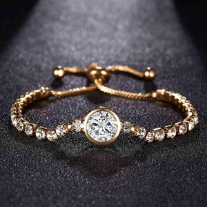 RINHOO New Round Tennis Bracelet For Women Rose Gold Silver Color Cubic Zirconia Charm Bracelets & Bangles Femme Wedding Jewelry