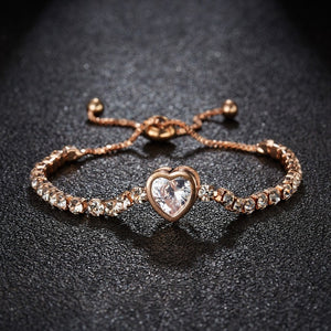 RINHOO New Round Tennis Bracelet For Women Rose Gold Silver Color Cubic Zirconia Charm Bracelets & Bangles Femme Wedding Jewelry