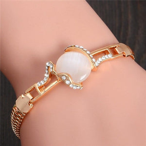 MISANANRYNE  Womens Jewelry Gold Color Cute Austrian Crystal Amazing Cat's Eye Stone Fashion Bracelets