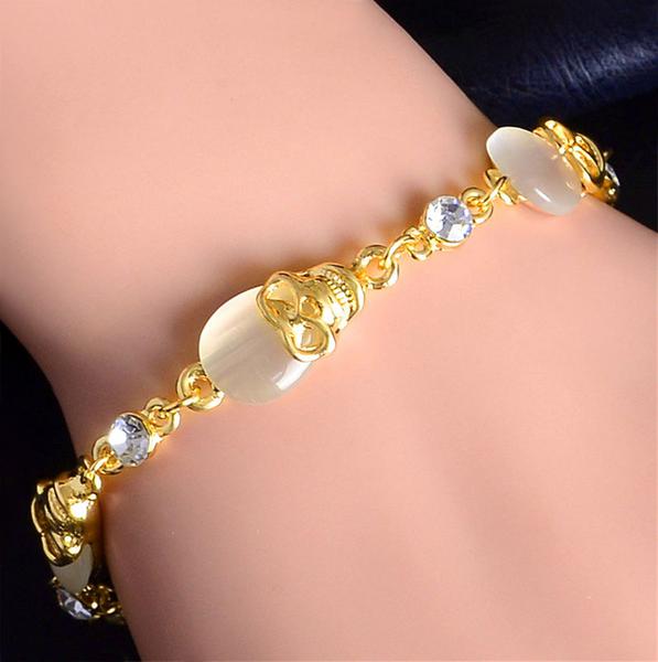 MISANANRYNE  Womens Jewelry Gold Color Cute Austrian Crystal Amazing Cat's Eye Stone Fashion Bracelets