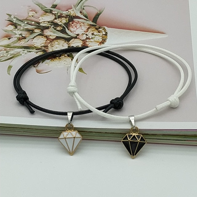 New Fashion Couple Bracelet Stitching Heart Bracelets Women Cute Cat Pendant Romantic Valentine's Day present for Lovers