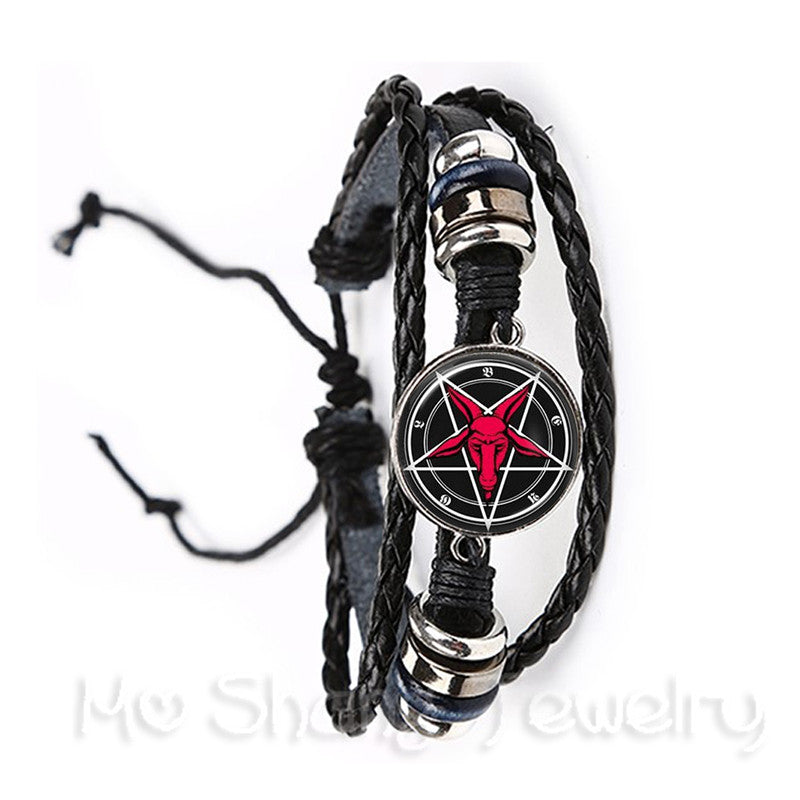 2018 Supernatural Pentagram Glass Bracelet Gothic Pendant Satanism Evil Occult Pentacle Jewelry Pagan Charm Gift For Friends