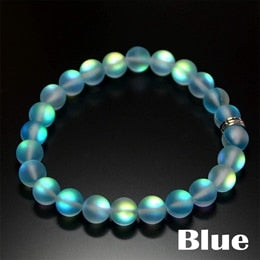 Mermaid Glass Crystal Moonstone Bracelets Multicolor Matte Shining Stone Beaded Charm Bracelet Handmade Wristband Gifts Jewelry