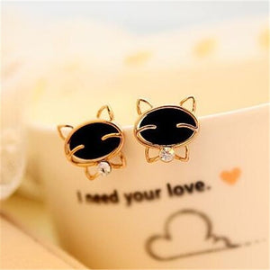 Hot Sell Fashion Earrings crystal jewelry Lovely Rhinestone Cat Earrings Cute Cat Stud Earrings For Women Girls Gift