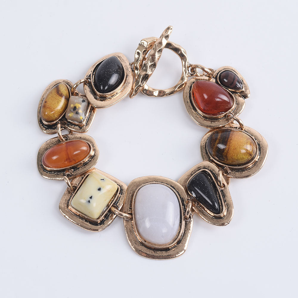 Bohemian Ethnic Bracelets Women Za Contrast Metal Hollow Stone Bracelets Female Vintage Statment Friendship Bracelets For Women