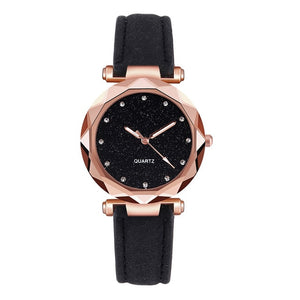 Ladies Watch Luxury Brand Women Watch Rhinestone Starry Sky Watches Leather Quartz Wristwatch Female Clock Reloj Mujer Kol Saati