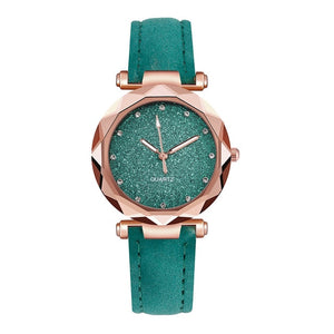 Ladies Watch Luxury Brand Women Watch Rhinestone Starry Sky Watches Leather Quartz Wristwatch Female Clock Reloj Mujer Kol Saati