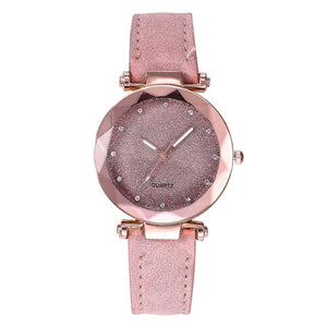 Ladies Watch Luxury Brand Women Watch Rhinestone Starry Sky Watches Leather Quartz Wristwatch Female Clock Reloj Mujer Kol Saati