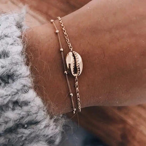 Bohemian Style Shell Bracelet Set Bangle Starfish Beach Colorful In Adjustable Fashion Rope Chain Bracelet For Women Pulseras