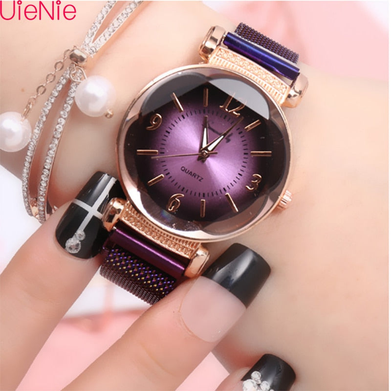 Women watch Fashion wild New watch Milan Magnet Buckle Luxury Fashion Ladies Geometric Roman Numeral Quartz movement Watch