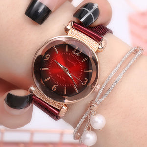 Women watch Fashion wild New watch Milan Magnet Buckle Luxury Fashion Ladies Geometric Roman Numeral Quartz movement Watch