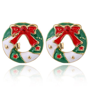 YAOLOGE Cute Enamel Decorative Earring Earrings Tree reindeer bells candy For Women Christmas Fashion party Jewelry Gift 2019