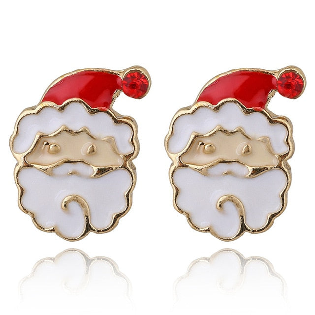 YAOLOGE Cute Enamel Decorative Earring Earrings Tree reindeer bells candy For Women Christmas Fashion party Jewelry Gift 2019