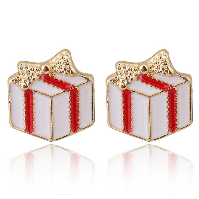 YAOLOGE Cute Enamel Decorative Earring Earrings Tree reindeer bells candy For Women Christmas Fashion party Jewelry Gift 2019